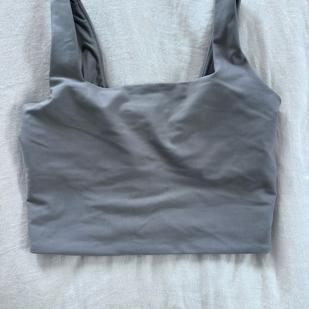 YPB - Minimal Square-Neck Crop Top in Slate Gray